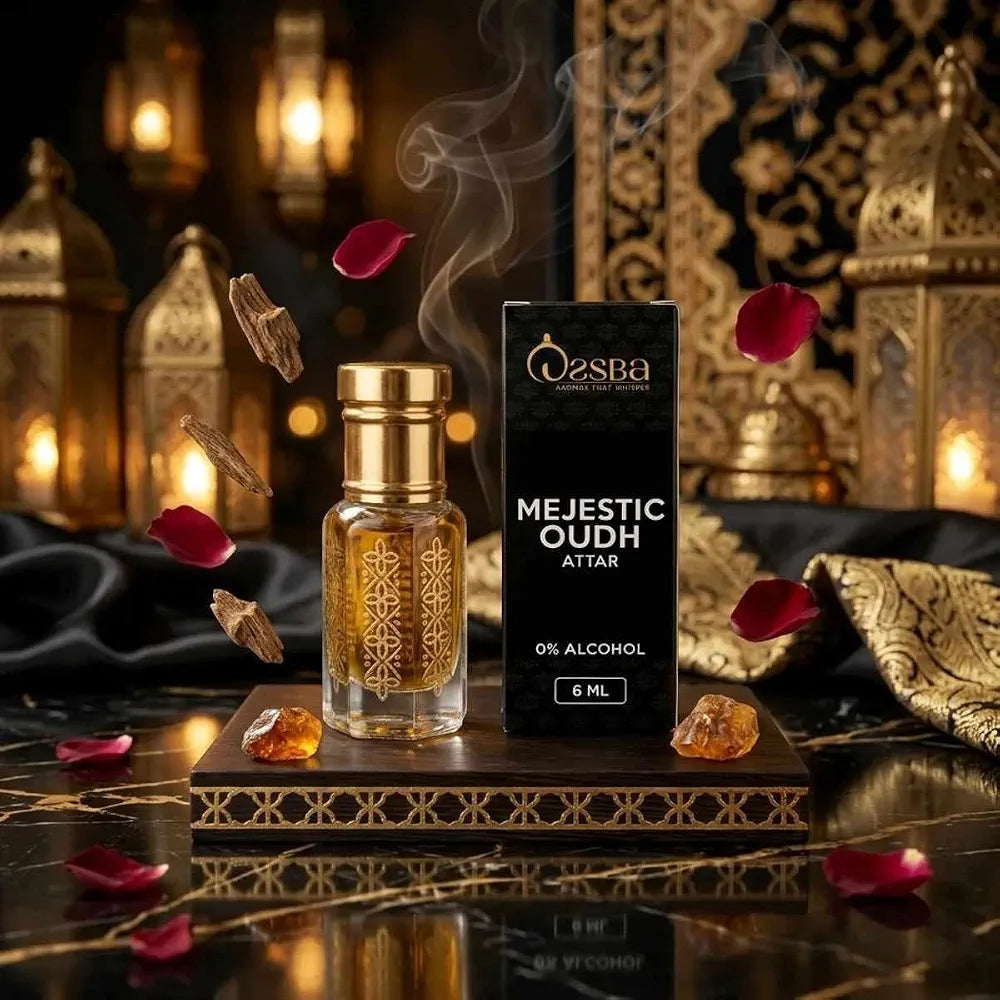 Majestic Oudh Attar Perfume Oil for Men & Women | Long Lasting Premium Fragrance | 0% Alcohol | 6 ML