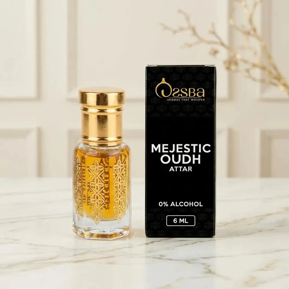 Majestic Oudh Attar Perfume Oil for Men & Women | Long Lasting Premium Fragrance | 0% Alcohol | 6 ML
