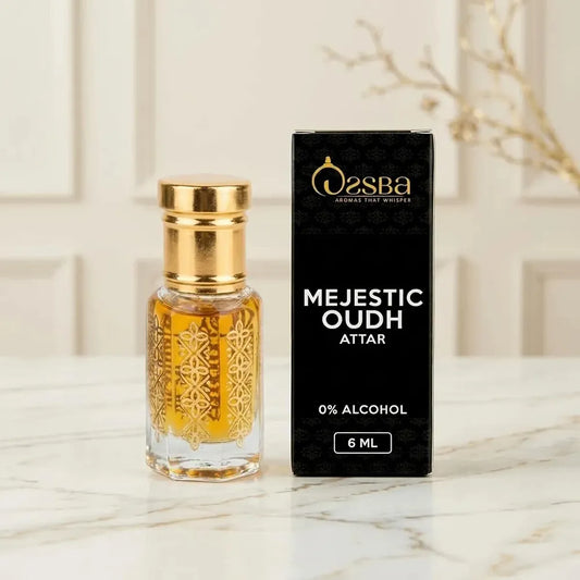 Majestic Oudh Attar Perfume Oil for Men & Women | Long Lasting Premium Fragrance | 0% Alcohol | 6 ML